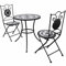 BULANED 3-TLG. Bistro-Set, Bistrotisch Mit 2 Stühlen, Gartenset Tisch Und Stühle, Balkontisch Klein, Bistroset, Keramikfliese Schwarz/Weiß