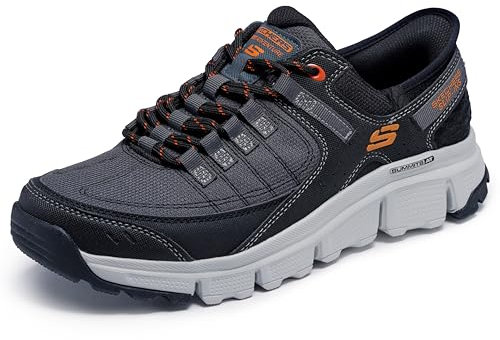 Skechers Zapatillas Summits at para Hombre, Malla sintética Gris con Ribete Naranja, 39 EU
