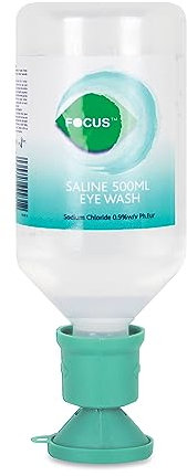 Solution Lavage Oculaire Saline Focus 500ml Stérile avec Capuchon pour Bain Oculaire - Solution de Nettoyage Oculaire Sûre et Efficace