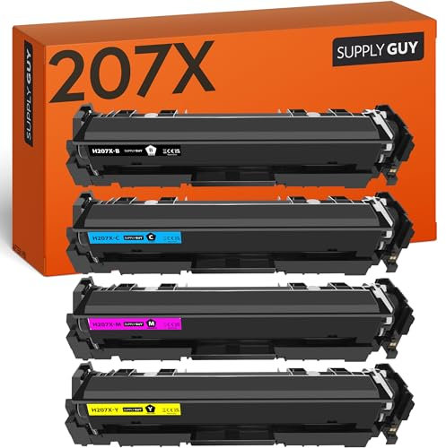 Supply Guy 207X 207A Toner (mit Chip) Kompatibel mit HP Color Laserjet Pro MFP M283FDW MFP M255DW MFP M282NW MFP M255NW Color Laserjet Pro W2210X W2211X W2212X W2213X Multipack 4 Toner