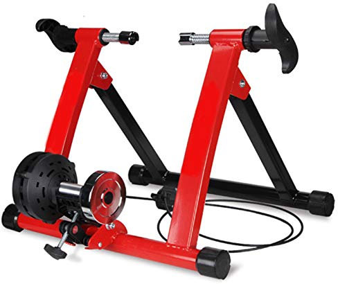 SePkus Rouleau d'entraînement pour vélos, Home Trainers, vélos d'exercice Pliables, Chargeable jusqu'à 150 kg, en Acier, Inclus (Rouge)
