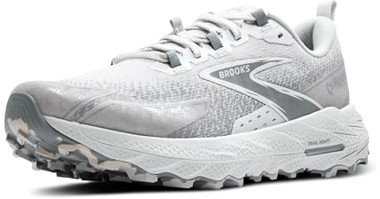 Brooks Men’s Cascadia 18 Mountain Trail Running Shoe - Oyster/Primer Grey/Coconut - 9.5 Medium