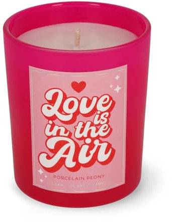 Legami - Duftkerze Love is In The Air, Behälter aus robustem Glas, Docht aus Baumwolle, pflanzliche Mischung für den Heimgebrauch, Brenndauer bis zu 30 Stunden, Durchmesser 7,2 cm, Höhe 8,4 cm