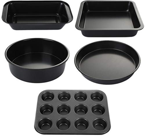 Cake Tin， Non-Stick Cake Mould, Baking ToolsBaking Mold,Cake Mould,Baking Bread Mould 5pcs Nonstick Bakeware Set Carbon Steel Baking Kit Include Loaf Pan Cookie Sheet Tray Square Muffin Pan Round Cake