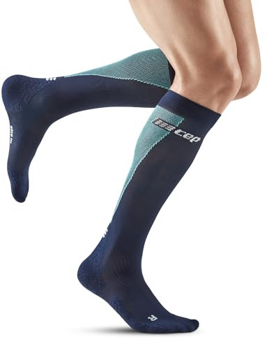 CEP - ULTRALIGHT Kompressionsstrümpfe Herren blau/hellblau, Gr. L, Lange Laufsocken mit leichter Kompression, Stabilisierende anti Blasen Kniestrümpfe, Atmungsaktive Sportsocken