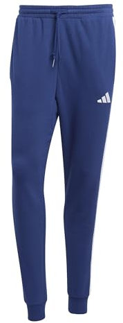 adidas Men's Essential Three Stripes French Terry Pant, Dark Blue/White, XS