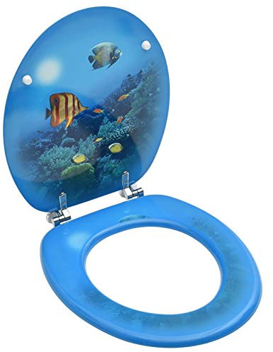 ZEYUAN Asiento de Inodoro con Tapa MDF diseño de Fondo Submarino, Tapa WC, Tapadera WC, Cubierta Asiento Inodoro, Tapas para WC, Tapa del Inodoro