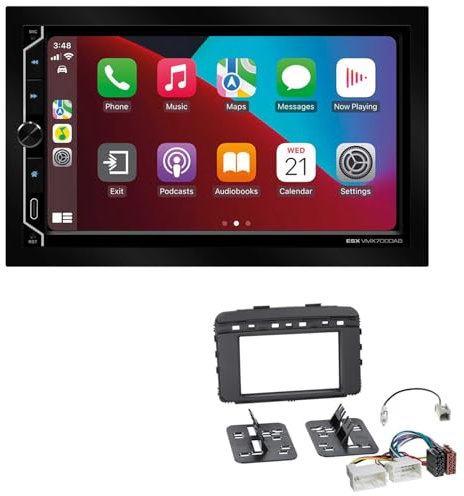 ESX VMX700DAB 2-DIN Autoradio kompatibel mit Wireless Apple CarPlay Android Auto Bluetooth DAB+ passend für KIA Sorento III ab 2015 schwarz ohne USB Adapter
