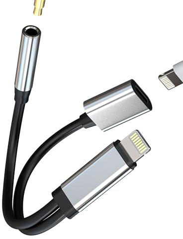 Adapter Lightning auf Klinke 3,5 mm Kopfhörer für iPhone (2in1) Apple MFI zertifiziert AUX Audio Kabel Ladegerät Zubehör Kopfhörer Headphone SDopiator Ladekabel Schnellstecker iPad Verlängerung ip-3.5