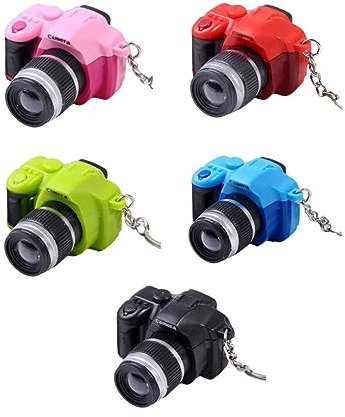 CRILSTYLEO Lot De 5 Mini Porte-clés D'appareil Photo Lumineux À Led Décoration Suspendue Avec Incluse