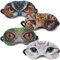 MIJOMA 4er Set Schlafmasken aus Satin und Plüsch, Tieraugen-Design, Katzen, Leopard, Eule, Chamäleon, Bequemes Gummiband, Perfekt für Reisen und Zuhause