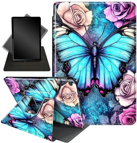 for Kindle Fire 7 case 2019 2017 Release 9th 7th Generation,360 Degree Rotating Stand Smart Protective Cover Case for Amazon fire 7 Tablet 9th/7th Generation,Butterfly Flowers
