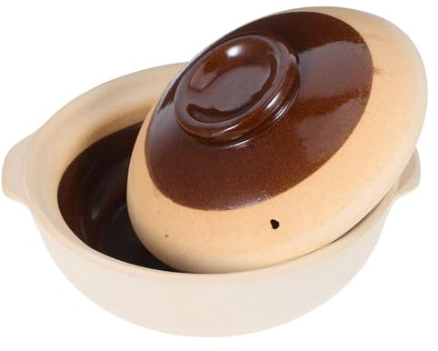 Gatuida Takeaway Casserole Vintage Ceramic Clay Pot Handle for Rice Hot Pot Stew for Dinner Parties and Traditional Cooking