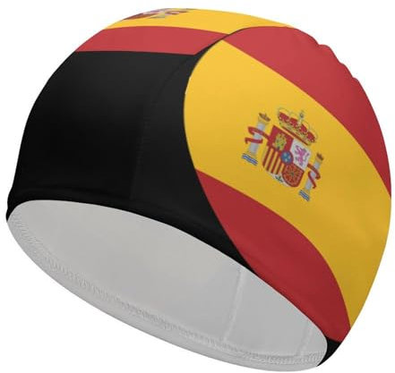 Gorro de baño Redondo con Bandera de España, Suave, de Alta Elasticidad, Unisex, Ligero.