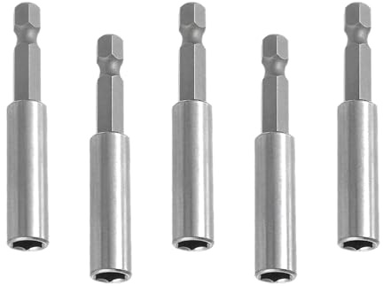 CDDCWZ Set di 5 porta punte magnetici per trapano, estensione, 60 mm, in acciaio inox, porta punte magnetico resistente da 1/4 per trapano elettrico, avvitatore a percussione, cacciavite