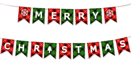 HIXNUG Frohe Weihnachten Banner Weihnachten Brief Girlande Schilder Hängende Dekoration für Xmas Party Dekoration Home Indoor Wand Kamin Outdoor Party Supplies