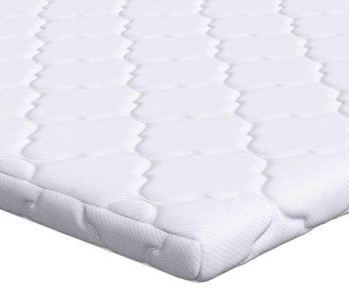 vidaXL Mattress Topper 90 x 190 cm, White, Polyester Foam, Matte Finish, Indoor Use, No Need to Iron, Super Comfortable, Perfect for Improving Your Bed, Ideal for a Modern Bedroom.