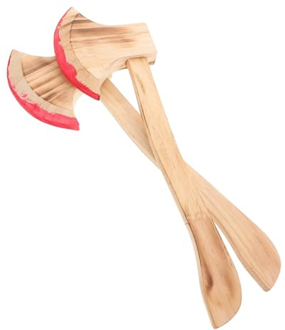 FUNNETOYU 2pcs Wooden Axe Toy Realistic Festival Party Cosplay Prop for Halloween Decorations and Safe for Boys and Girls Pretend Play