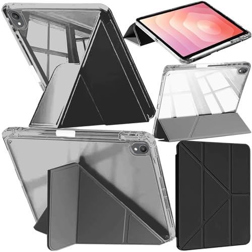 A-BEAUTY Funda Compatible con Samsung Galaxy Tab S11 11 Pulgadas 2025 (SM-X730/X736/X736B) con S Pen Soporte, Carcasa Translúcida, Soporte de Y 6 en 1, Auto-Sueño/Estela, Negro