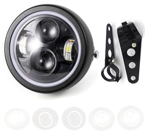 APEBAZY Universal Motorrad Scheinwerfer Mit Halterung 6.5 Zoll Led Motorrad Frontscheinwerfer Runde Scheinwerfer E Geprüft Für Cafe Racer Bobber und Chopper