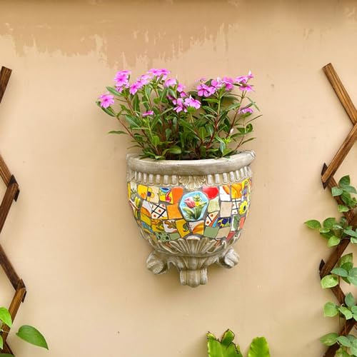WDSOPK 13.4Inch Large Ceramic Patch Wall Planter Hanging Planter Flower Planter Succulent Pot Indoor Outdoor Garden Flower Vase Planter Garden Pots (B)