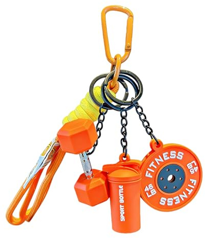 BelleFlair Fitness Keyring with Dumbbell, Weight, Cute Gym Accessories for Women and Men, CrossFit Bag Car Key Accessories