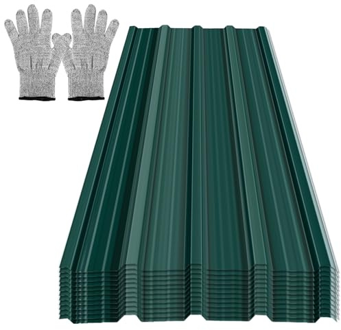 Ansobea Profilblech 12x Trapezblech Dachplatten Wellblechplatten für Dach 115x45cm = 6m² Metall Dachblech Blech für Carport Gerätehaus, Grün