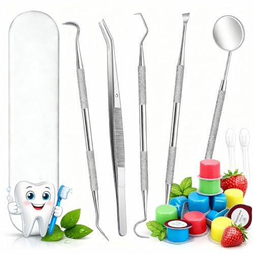 Zahnpflege Set Aus Edelstahl für Zahnstein Selbst Entfernen und Zur Aufhellung der Zähne Zuhause 2-in-1-Pflegeset für Reinigung und Aufhellung Set