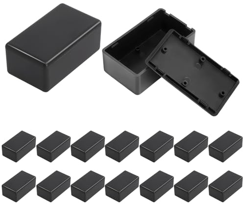 16 Stück Set Abzweigdose Schwarz Mini Elektronik Gehäuse 60x35x25mm Kabeldose Wasserdicht Flach Kunststoffbox mit Etiketten Diy Anschlussdose für Strom Projekte Zuhause Büro Werkstatt