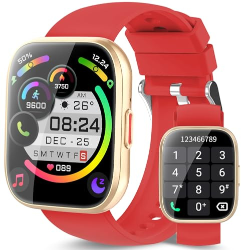 aycy Smartwatch Uomo Donna, 1,85'' Orologio Smartwatch con Effettua/Risposta Chiamate, 112 Modalità Sportive Fitness Tracker con Sonno/Cardiofrequenzimetro, IP68 Smart Watch per Android iOS, Rosso