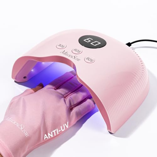 MelodySusie UV Nail Lamp P-Plus30A with UV Gloves for Gel Nail Polish 24W | Fits Whole Hand & Feet, 30s/60s/90s Settings, Smart Sensor,30 UV/LED Beads, Jelly Gel, Base Top Coat, for Beginners at Home