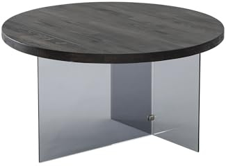 Hanah Home Modern Coffee Table, 70 cm Width x 40 cm Height, 100% Tempered Glass & MDF Frame, Anthracite & Dark Grey | Stylish Industrial Design for Any Space