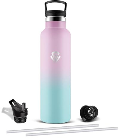 Mujigaga Borraccia Termica Senza BPA, Borraccia 1 litro Senza Perdite, Borracce Palestra Acciaio Inoxcon Cannuccia, Bottiglia Termica per Fitness, Trekking, Sport