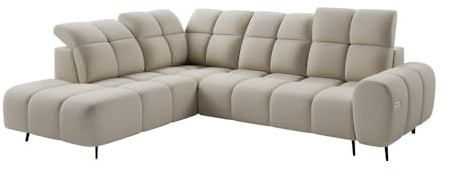 MW EURO-MEBLE Ecksofa Sergio L - Wohnlandschaft, Polstersofa, Polstercouch (Linke Seite - Beige: Raven 28)
