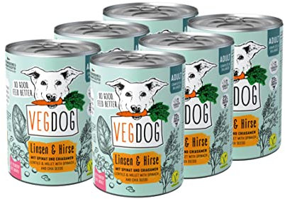 VEGDOG hypoallergenes Nassfutter (6 x 400 g) | Adulte Hunde | ohne Gluten und Soja | Alleinfutter für Allergiker mit Erbsenprotein