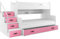 Interbeds Etagenbett Hochbett MAX 3 (für DREI Kinder) 80x200cm und 120x200cm Farbe: weiβ, grau, lila, rosa, grün oder blau. mit Latten und Matratzen (rosa)