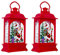 OSALADI 2pcs Schneelaterne Weihnachten Laterne LED Beleuchtung 3D Effekt Tischleuchte Tischlaterne Bodenlaterne Weihnachtsdeko - Rot