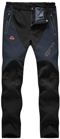 donhobo Damen Outdoorhose Winddicht Wasserdicht Wanderhose Winter Warm Gefüttert Softshellhose Schnelltrockend Camping Funktionshose Trekkinghose Schwarz XS