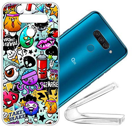 vingarshern Silikonhülle LG Q60 Schutzhülle Bumper Case,Dünne Flex Weich Fallschutz Stoßfest Handyhülle LG Q60 Hülle Silikon Schutz Cover Mit Musterdruck(Graffiti Art)