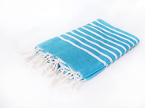 Carthage Trade Gallery - Traditionelles Fouta-Tuch - 200 x 100 cm - Vielfältig für Strand, Hamam, Spa, Sauna, Picknick oder Überwurf - 100% Baumwolle - Handgemacht (Grün gestreift)