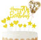 11pcs Gold Happy 70th Birthday Cake Toppers,Personalised Cake Topper for Man&Woman,70th Birthday Cake Decorations Glitter Cupcake Toppers Cake Toppers Kits 5 Star 4 Heart with Balloon