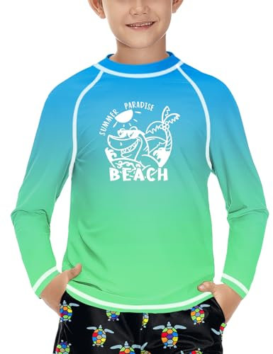 Jungen Langarm Sonnenschutz UV Shirt Rundhals UPF 50+ Schnelltrocknend Rashguard Beach Orange 150