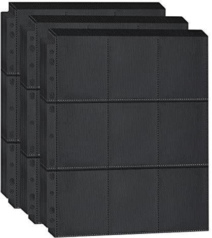 PESLNG Pochettes pour Cartes, Double Page Protège Carte, 11 Troux, Transparents Jeu de Cartes Porte-Cartes Ensemble, accessoires de cartes à collectionner (Noir Transparent, 80 feuilles 1440 poches)