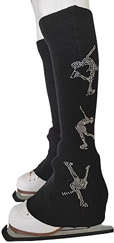 LIUHUO Jambières de patinage artistique pour adultes et enfants, Noir 1, KneeSock-1