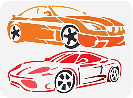 FINGERINSPIRE Sportwagen Schablone 21x29.7 cm Wiederverwendbare Roadster Malschablone DIY Kunst Klassisches Auto Muster Dekorationsvorlage Rennschablone Zum Malen Auf Holz Wand Und Möbel
