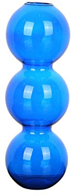 Klare Glasblasen-Hydrokulturvase, Moderne Blumenvase, 3/4-Kugelknospenvase, Mittelstück-Glasvase, Einzigartige Blumenvase, Kreative Kugelförmige Vase für Hochzeit, Tischdekoration,(Blauer 3-Ball)
