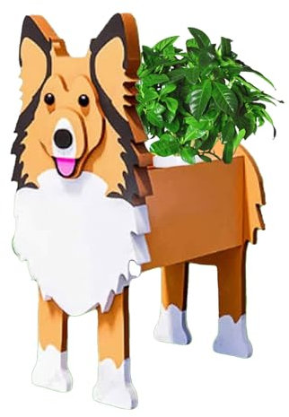 strolfay Hunde-Blumen-Pflanzgefäß, Geschenke für Damen, niedlicher PVC-Hunde-Pflanzgefäß, Blumentöpfe für drinnen und draußen, Garten-Pflanzgefäß für Geburtstag, Büro, Tierliebhaber, 24 x 15,2 x 34 cm