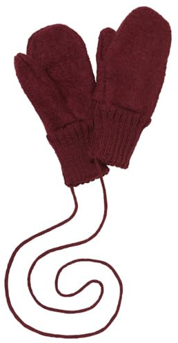 Disana WALK-HANDSCHUHE Baby & Kinder - 100% Bio-Merino, Wollwalk – wetterfest & super warm - unisex in 3 Größen - nachhaltig & fair – mit Strickkordel verbunden - made in Germany | Cassis Gr. 3