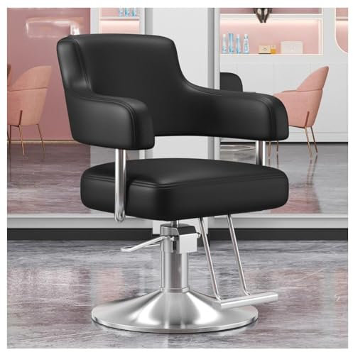 BJSHAOHUA Friseurstuhl Mit Kopfstütze, Friseursessel Höhenverstellbar Kippbar Für Herren Damen, Friseureinrichtung Bedienungsstuhl Vintage Retro, Kunstleder,C