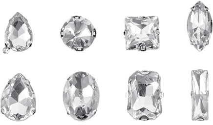 240 Stück Schmucksteine Strasssteine zum Aufnähen,Glas Kristall Strass,Schmucksteine Diamant Kleidung Acryl Glas Nähen Edelsteine für Kleidung DIY Handwerk Schmuckherstellung Diamant-Zubehör (Weiß)